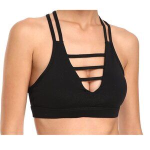 Women's M Moteepi Strappy Padded Sports Bra – Size S – Black – NWT